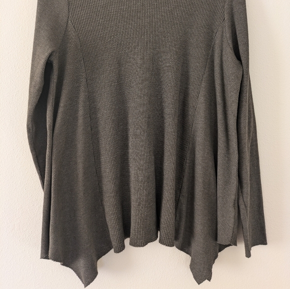 Anthropologie t.la Olive Green Mock Neck Asymmetrical Waffle Knit Tunic sz M - Picture 10 of 12